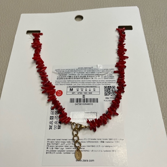 NWT - Zara Long Red Coral Necklace - 30” - Picture 4 of 8